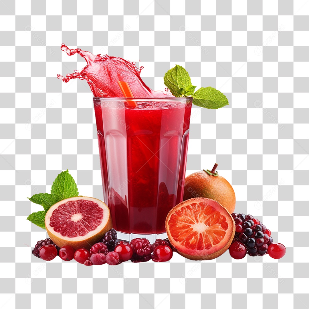Copo de Suco Frutas PNG Transparente