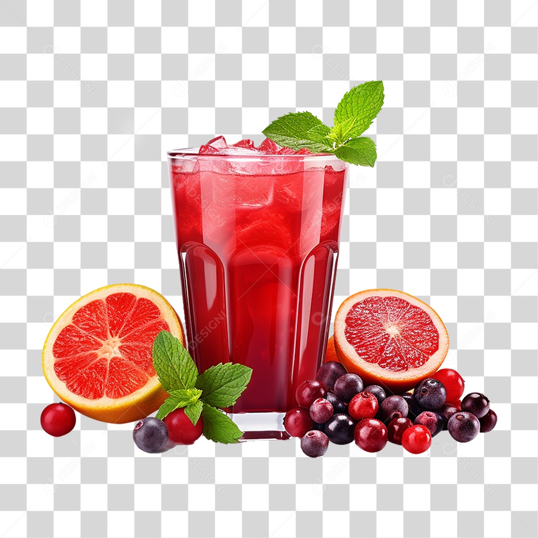 Copo de Suco Frutas PNG Transparente