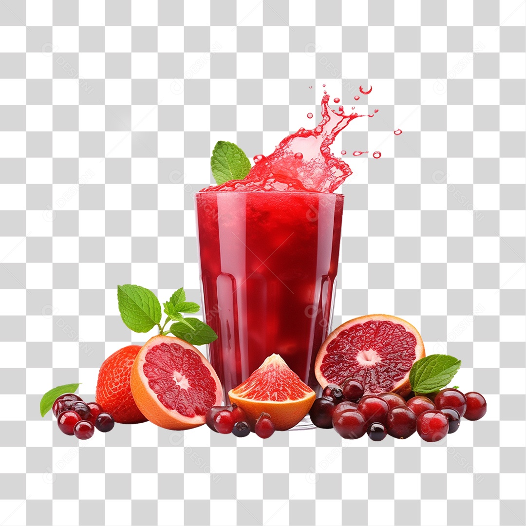 Copo de Suco Frutas PNG Transparente