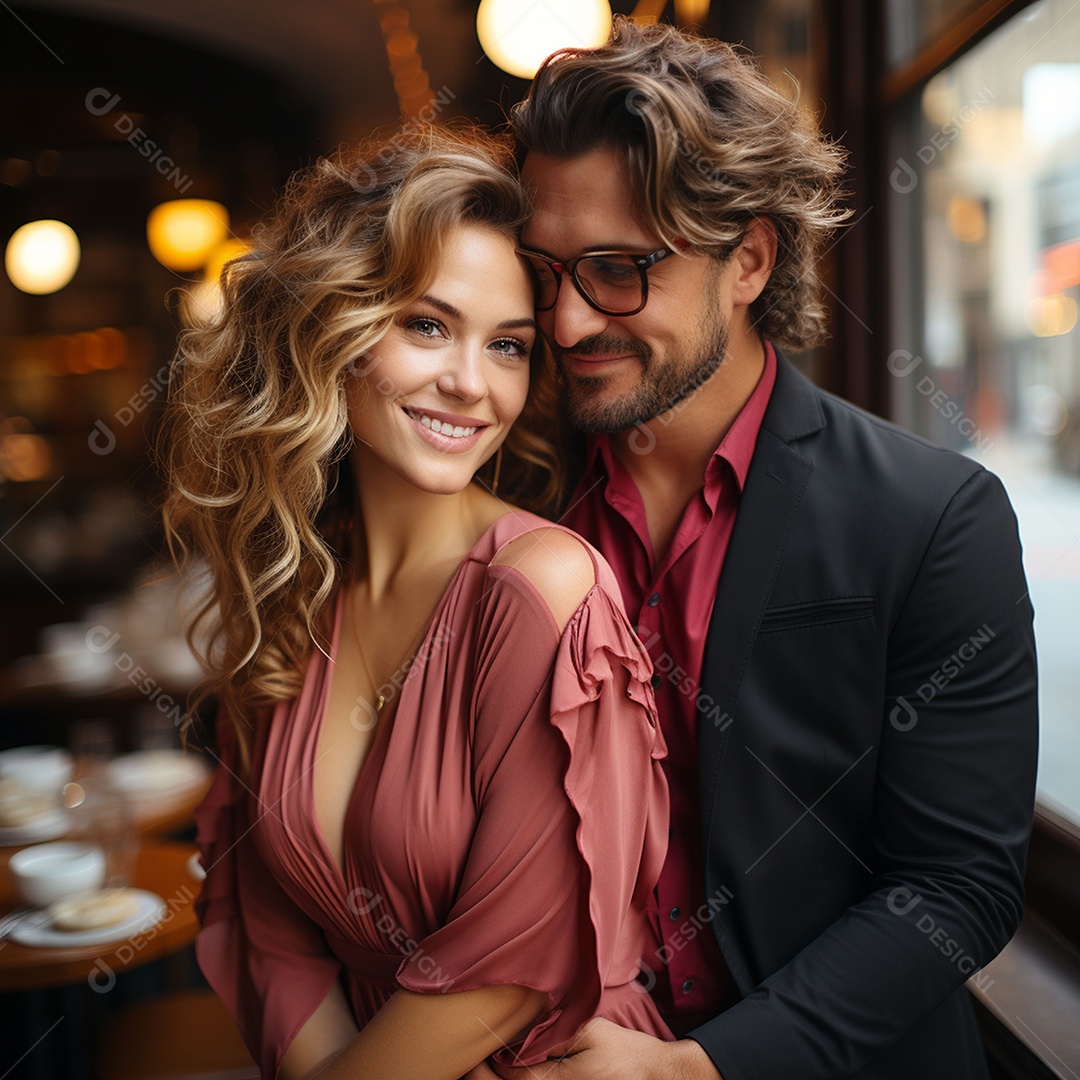 Mulher bonita e sorridente e seu namorado bonito