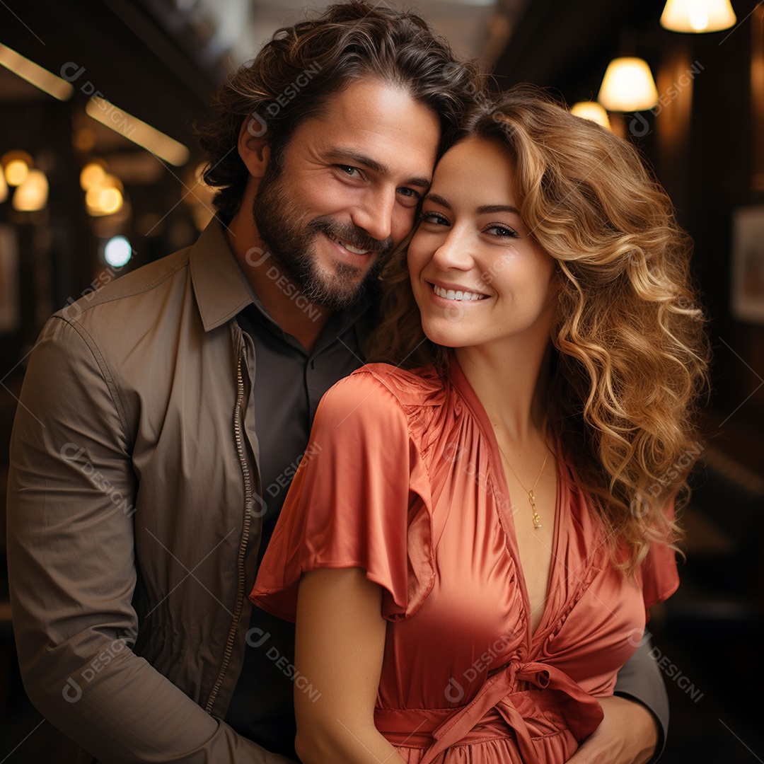 Mulher bonita e sorridente e seu namorado bonito