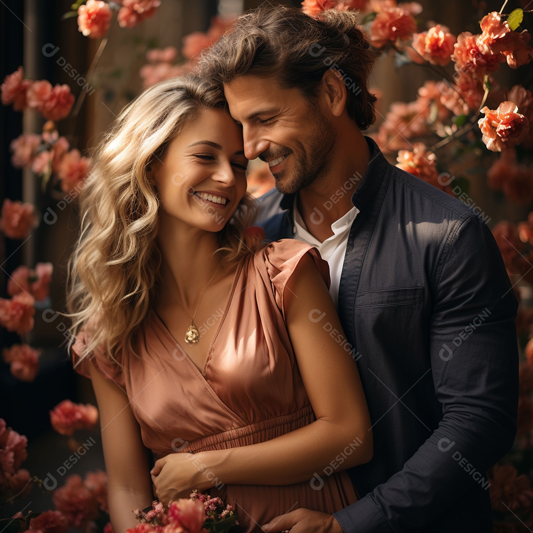 Mulher bonita e sorridente e seu namorado bonito