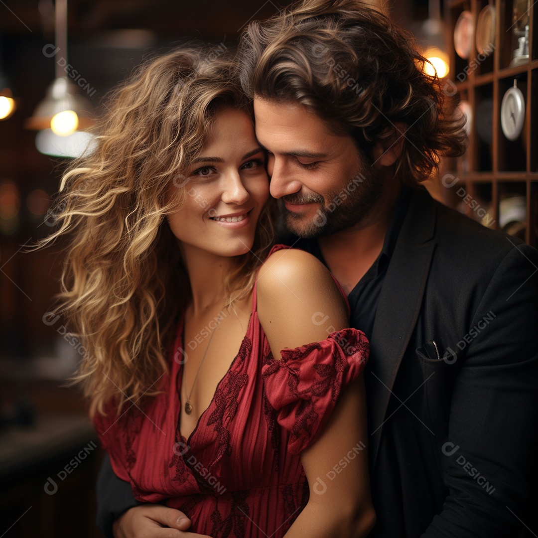 Mulher bonita e sorridente e seu namorado bonito