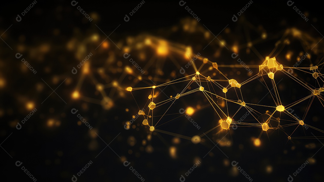 Fundo escuro de baixa poligonal com pontos de conexão