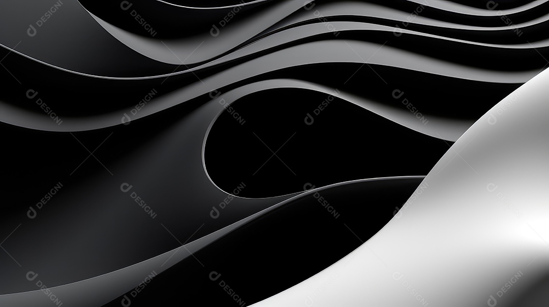 Fundo abstrato ondulado em cores preto e branco