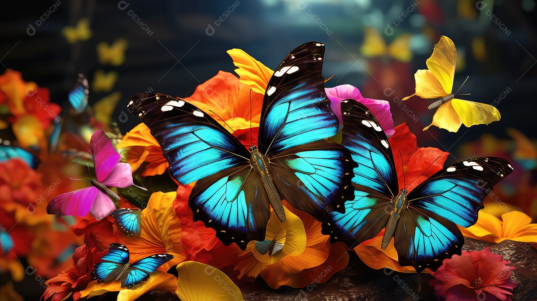 Fundo de borboletas de papel colorido