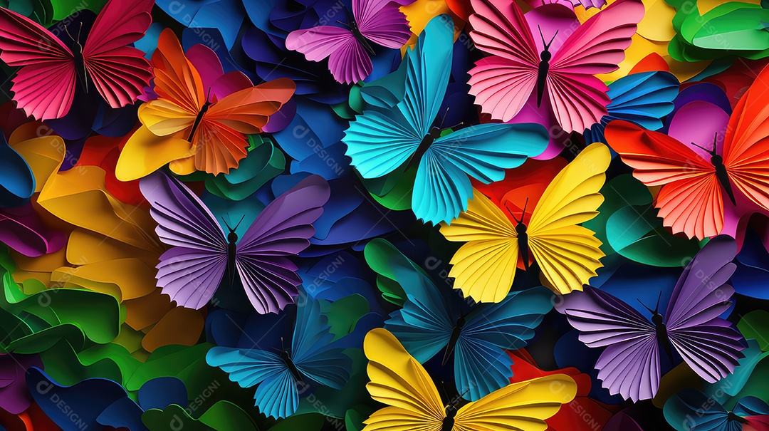 Fundo de borboletas de papel colorido