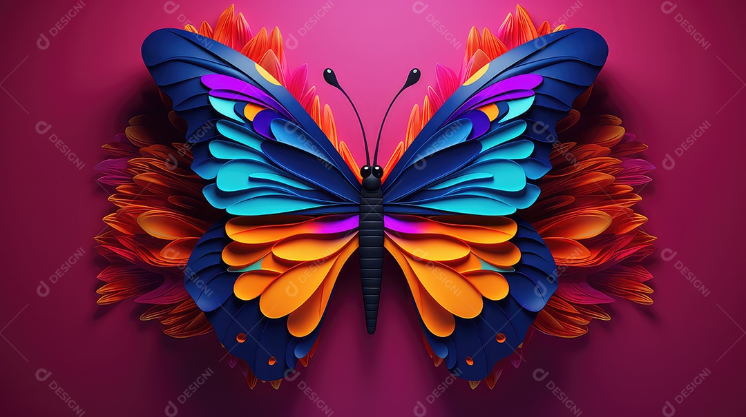 Linda borboleta isolada em fundo rosa