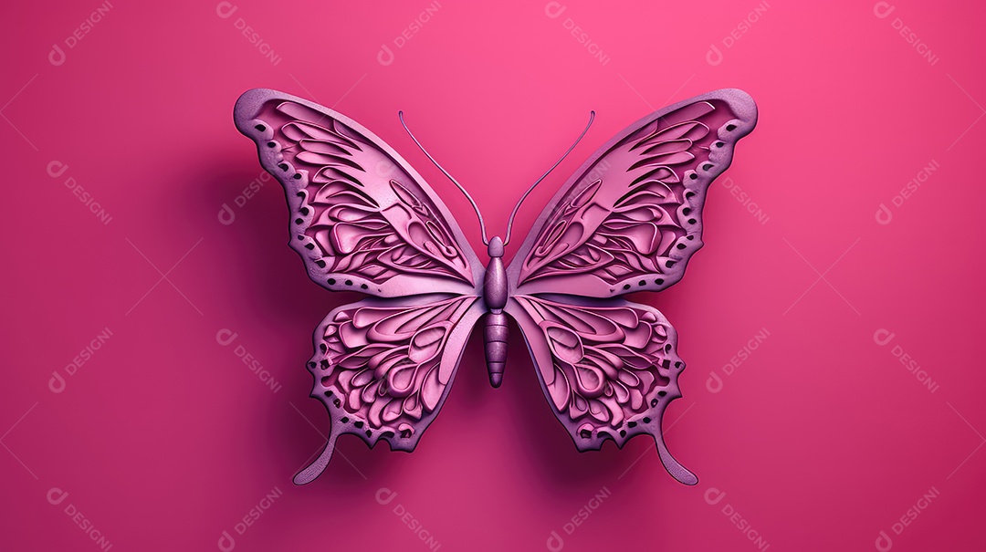 Linda borboleta isolada em fundo rosa