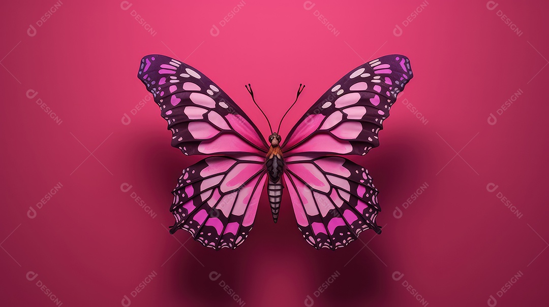 Linda borboleta isolada em fundo rosa