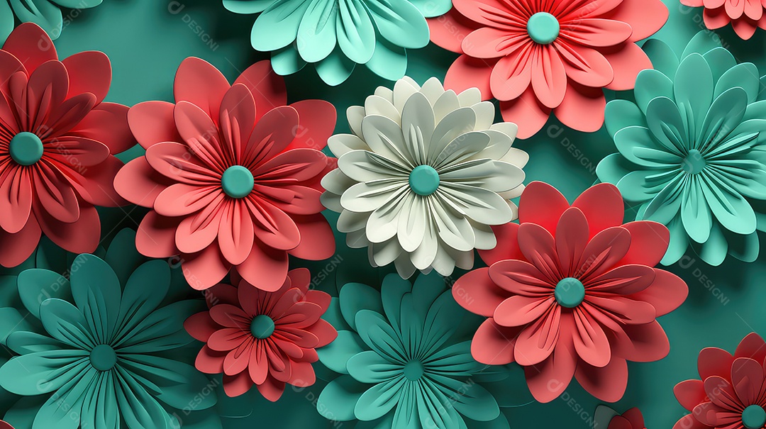 Fundo de flores de papel coloridas fundo floral abstrato