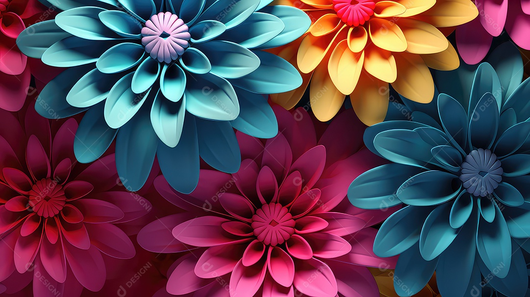 Fundo de flores de papel coloridas fundo floral abstrato