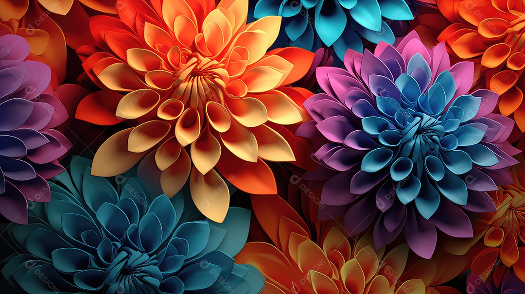 Fundo de flores de papel coloridas fundo floral abstrato