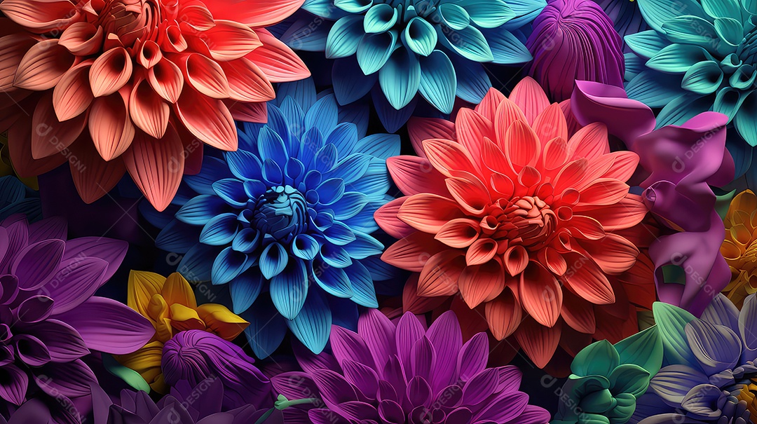 Fundo de flores de papel coloridas fundo floral abstrato