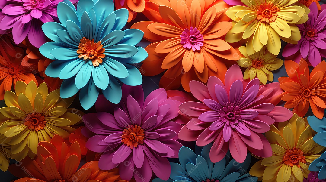 Fundo de flores de papel coloridas fundo floral abstrato