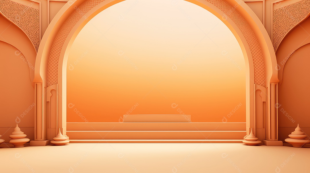 Fundo de ramadã kareem com mesquita e lua