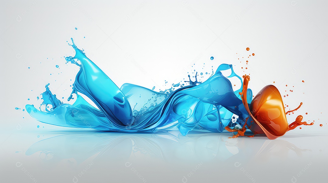 Fundo abstrato com respingos de tinta colorida e ondas