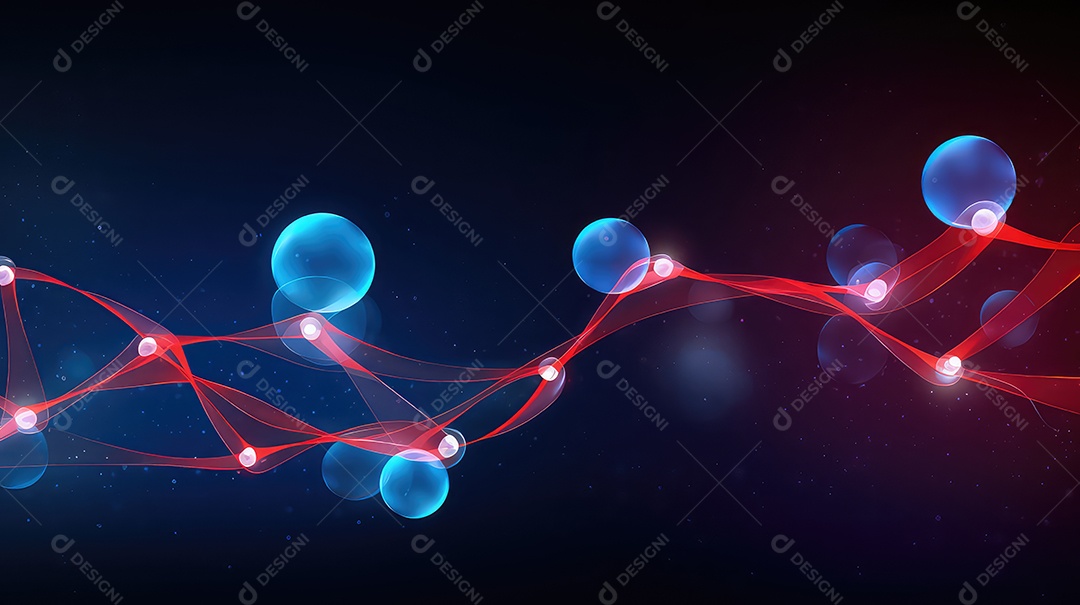 A imagem abstrata com suas esferas interconectadas por linhas