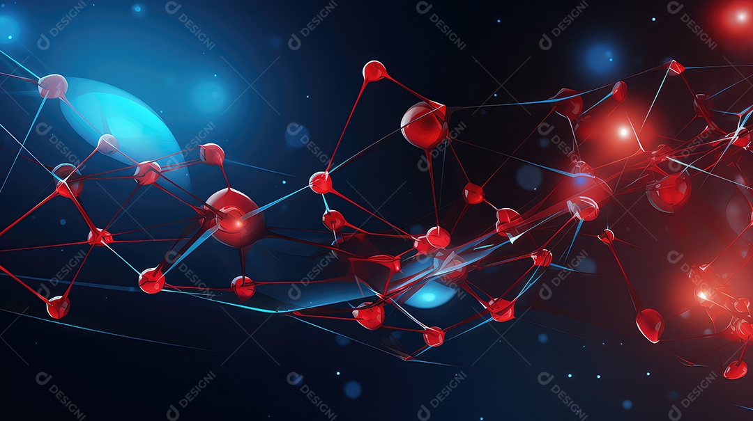 A imagem abstrata com suas esferas interconectadas por linhas