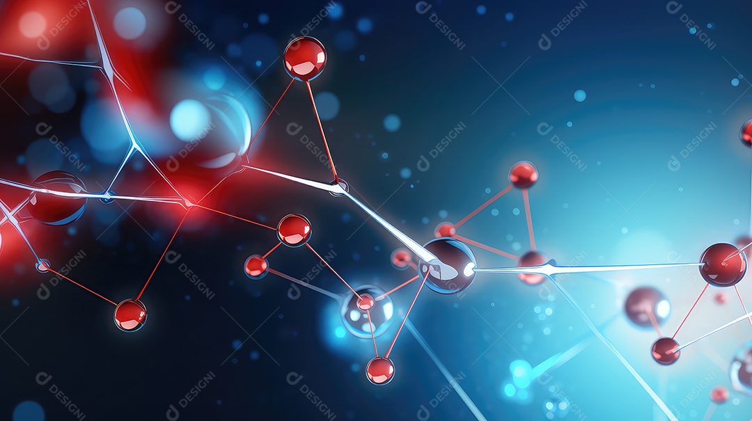 A imagem abstrata com suas esferas interconectadas por linhas
