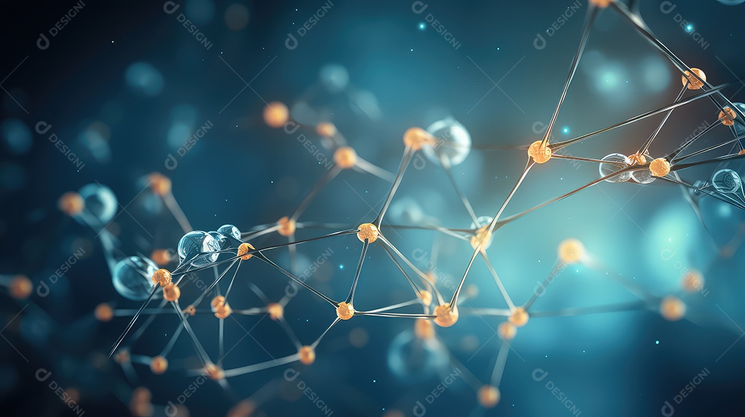 A imagem abstrata com suas esferas interconectadas por linhas