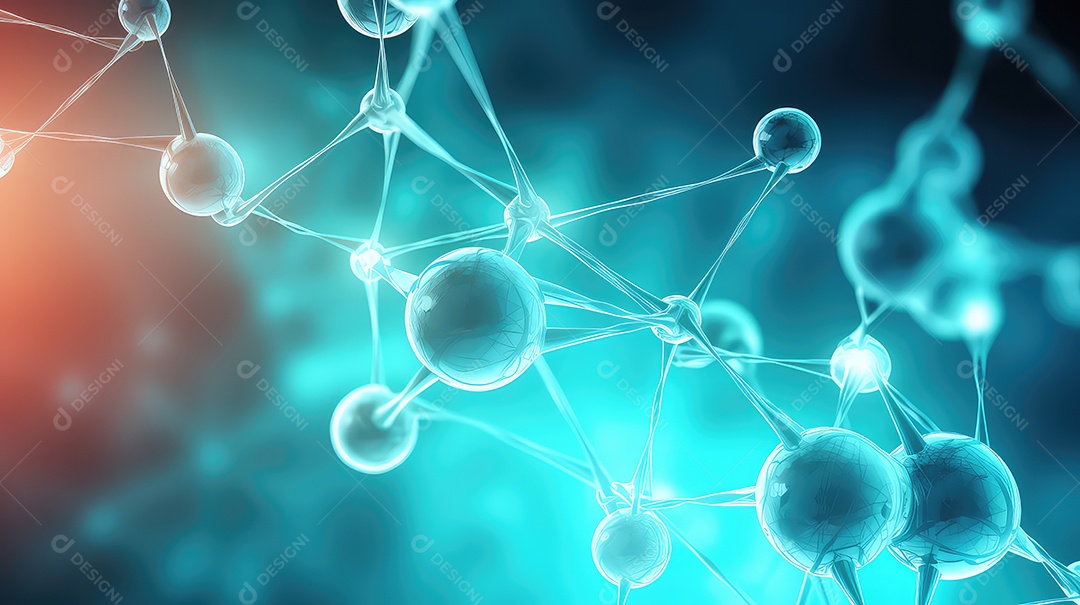 A imagem abstrata com suas esferas interconectadas por linhas