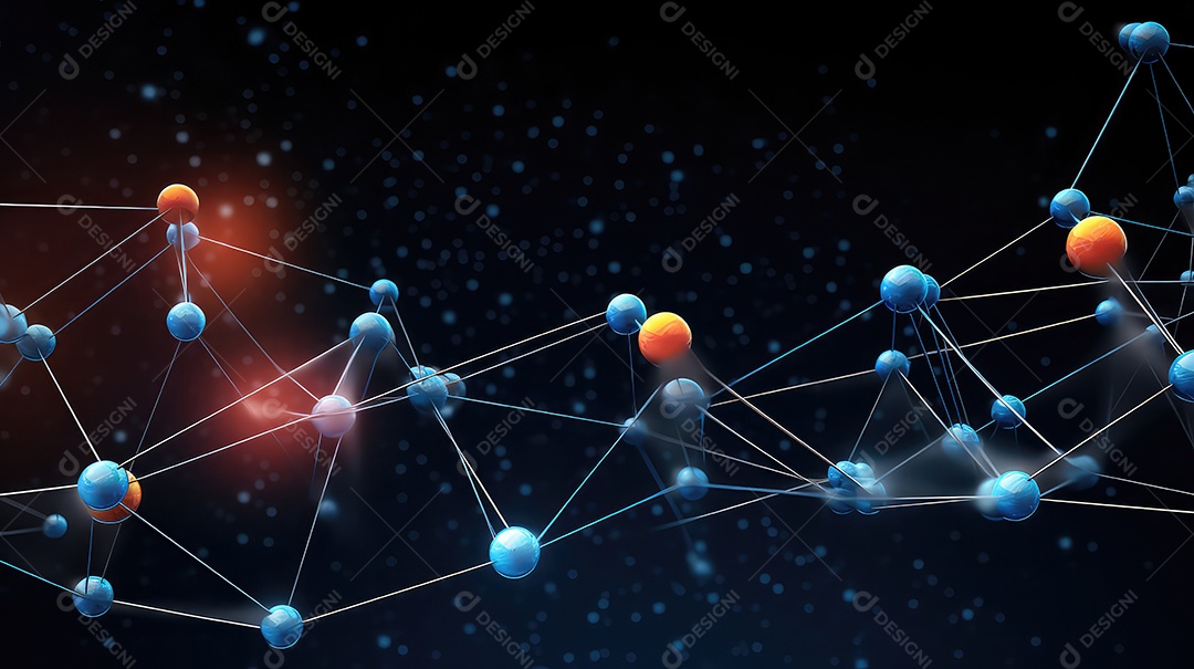 A imagem abstrata com suas esferas interconectadas por linhas