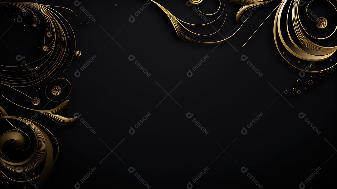 Fundo preto abstrato com ornamento floral em relevo