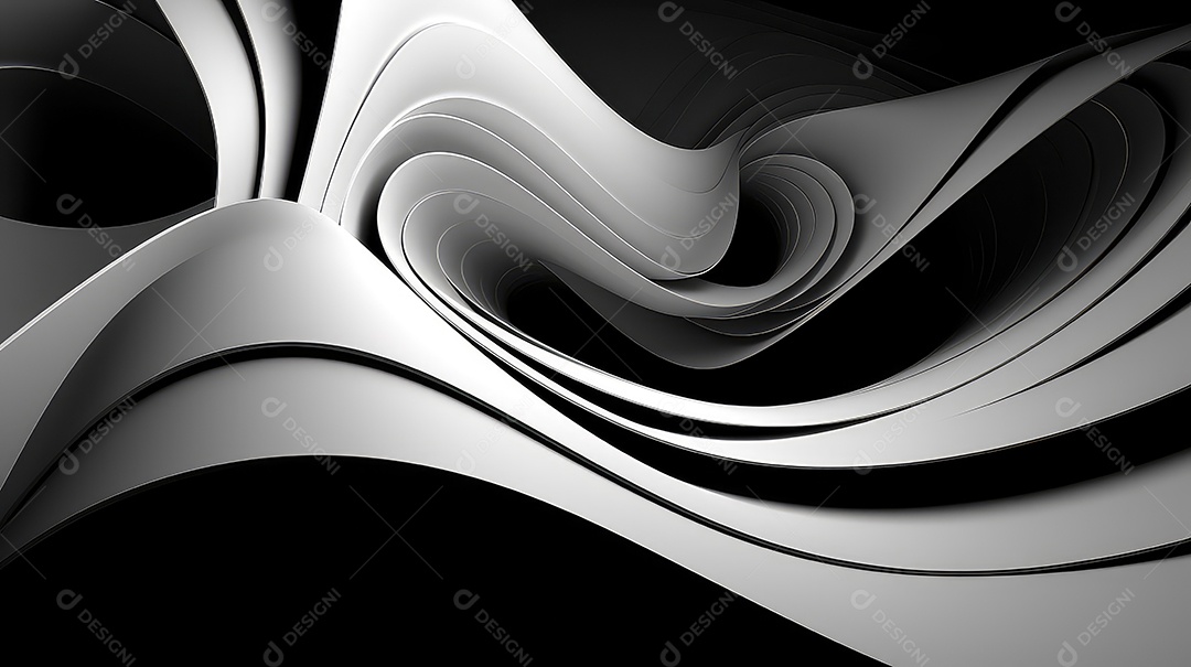 Fundo abstrato ondulado em cores preto e branco