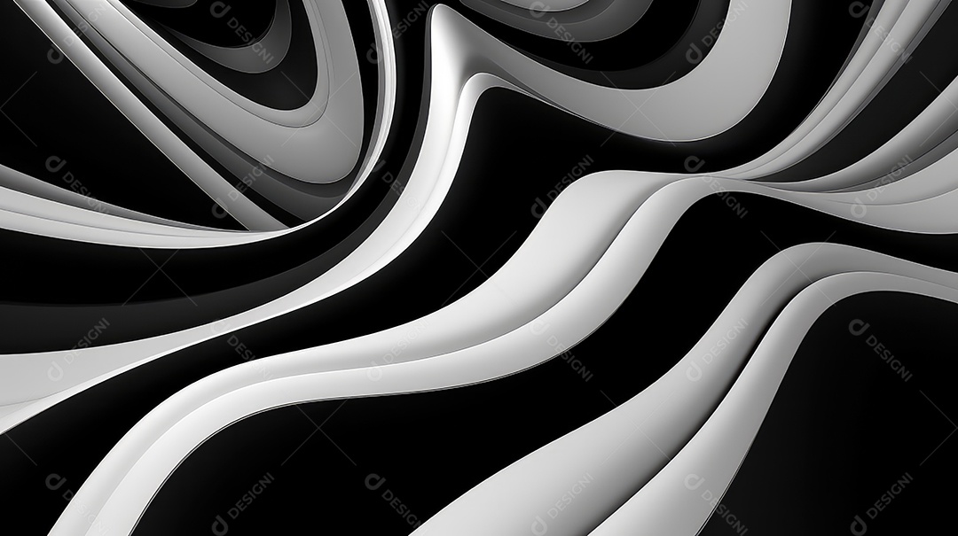 Fundo abstrato ondulado em cores preto e branco