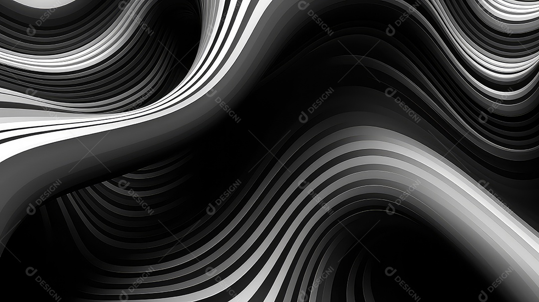 Fundo abstrato ondulado em cores preto e branco