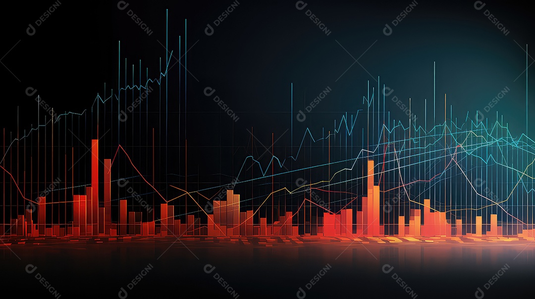 Gráfico do mercado de ações em fundo digital