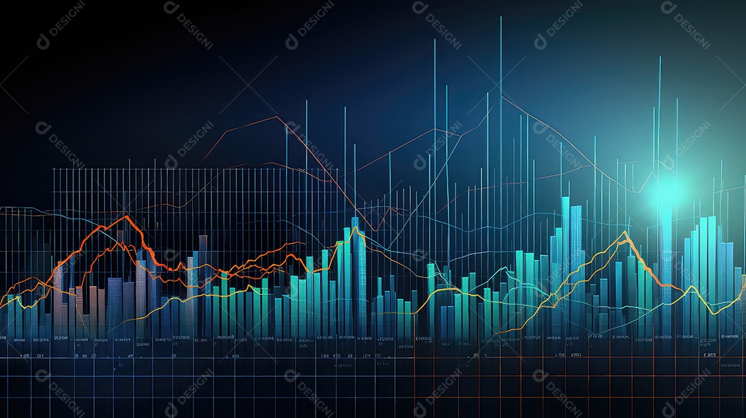Gráfico do mercado de ações em fundo digital