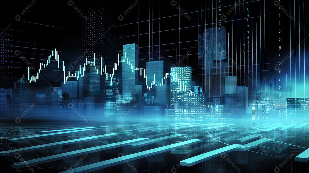 Gráfico do mercado de ações em fundo digital