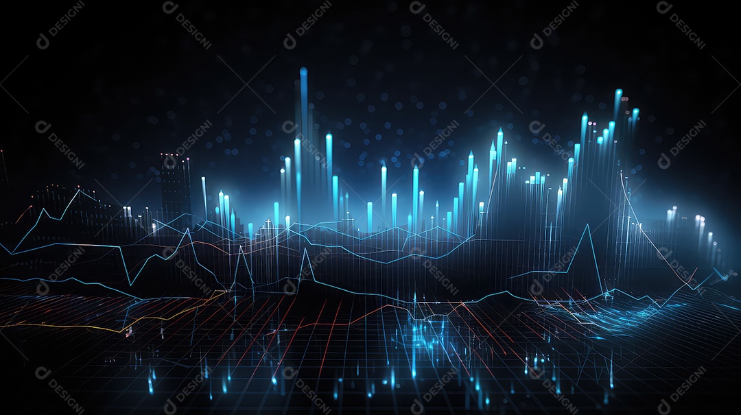 Gráfico do mercado de ações em fundo digital