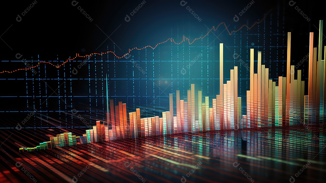 Gráfico do mercado de ações em fundo digital