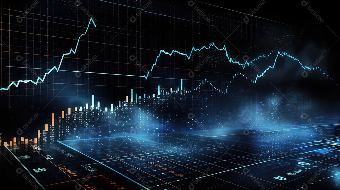 Gráfico do mercado de ações em fundo digital