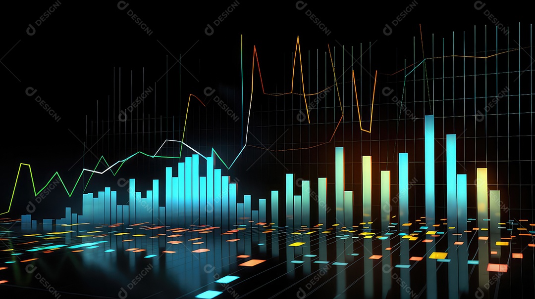 Gráfico do mercado de ações em fundo digital