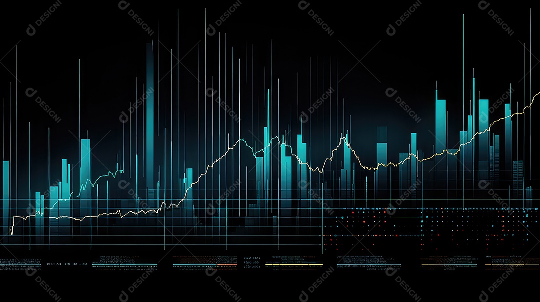 Gráfico do mercado de ações em fundo digital