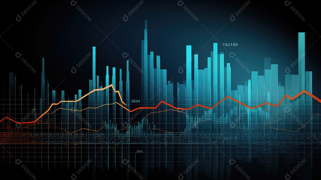 Gráfico do mercado de ações em fundo digital