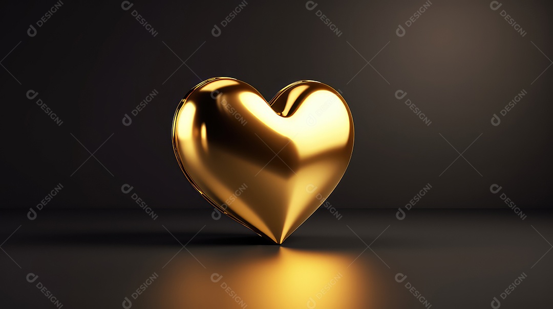 Coração dourado sobre fundo preto conceito de Dia dos Namorados