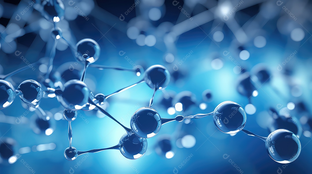 Estrutura molecular em fundo azul contexto científico e médico