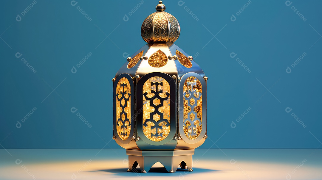 Lanterna com vela acesa fundo do ramadã kareem