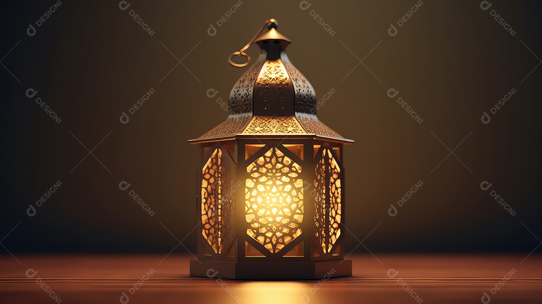 Lanterna com vela acesa fundo do ramadã kareem