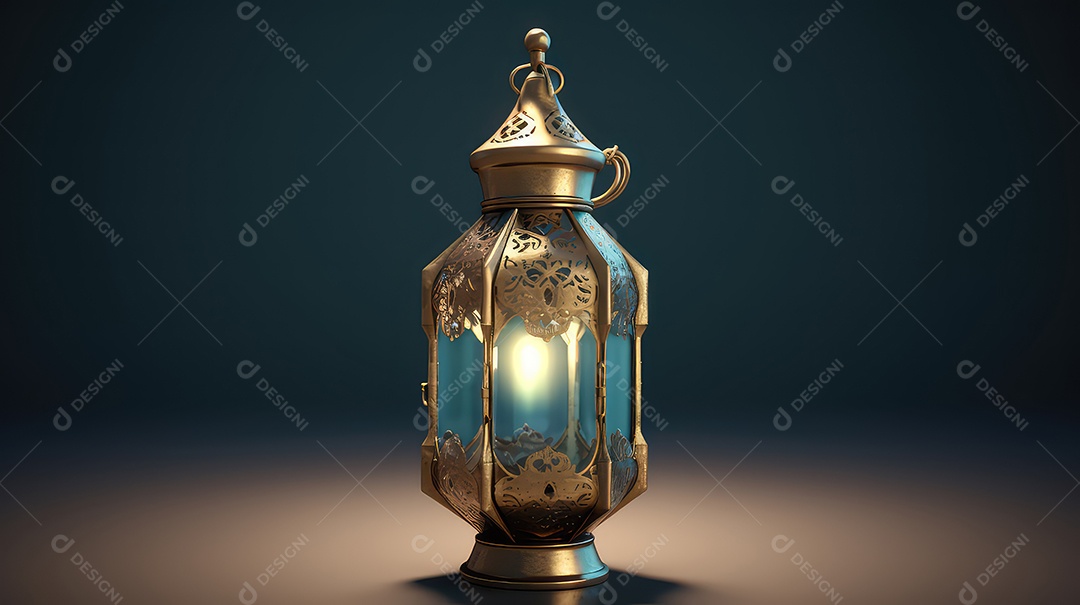 Lanterna com vela acesa fundo do ramadã kareem