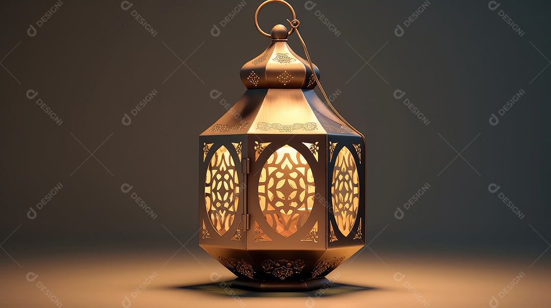 Lanterna com vela acesa fundo do ramadã kareem