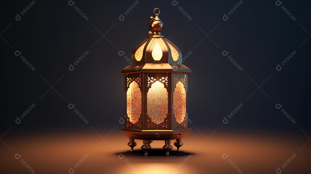 Lanterna com vela acesa fundo do ramadã kareem