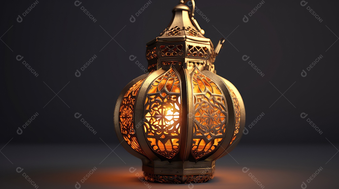 Lanterna com vela acesa fundo do ramadã kareem