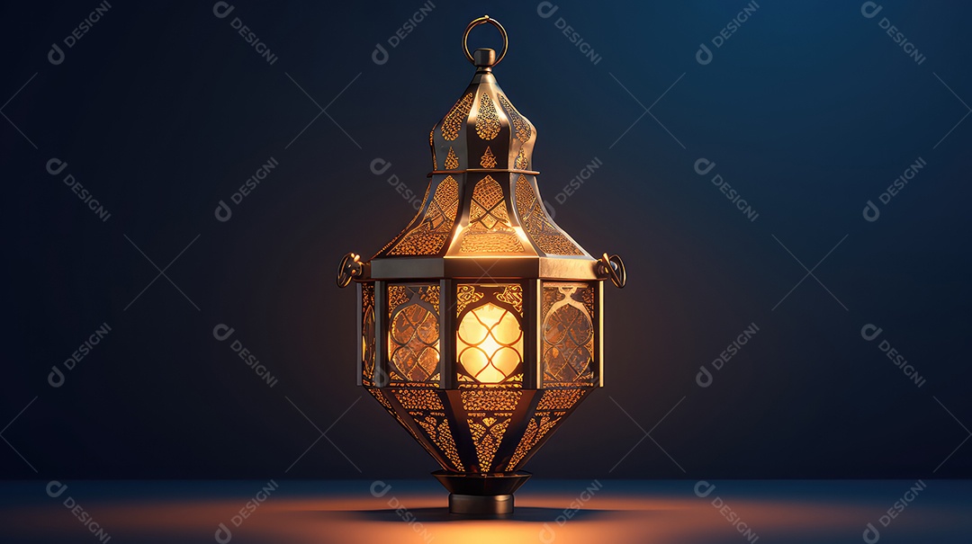 Lanterna com vela acesa fundo do ramadã kareem