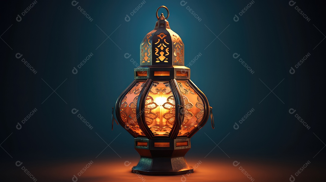 Lanterna Ramadan Kareem em fundo escuro